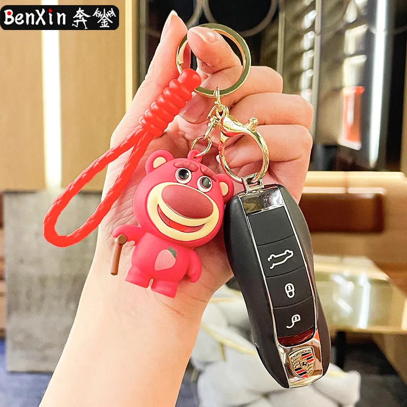 سلاسل مفاتيح دمية كرتونية إبداعية من مينسو، ومعلقات سيارة، وحقائب مدرسية رائعة للزوجين، وزخارف مفاتيح