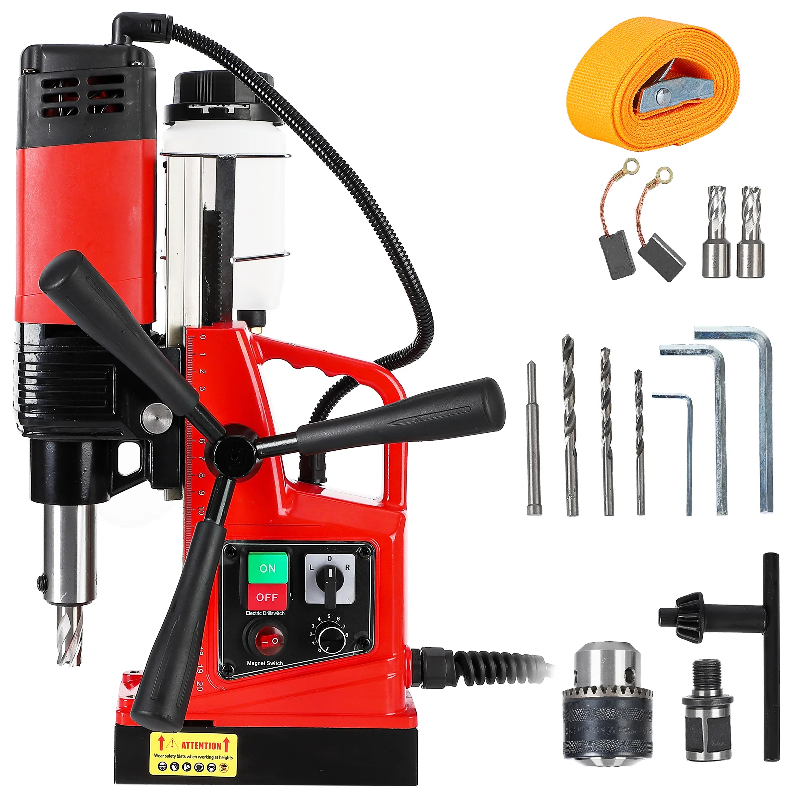 

Mag Drill Press, 1300W 1.57" Boring Diameter 2922lbf/13000N Electric Magnetic Drill with with Twist Drill Chuck for Industrial