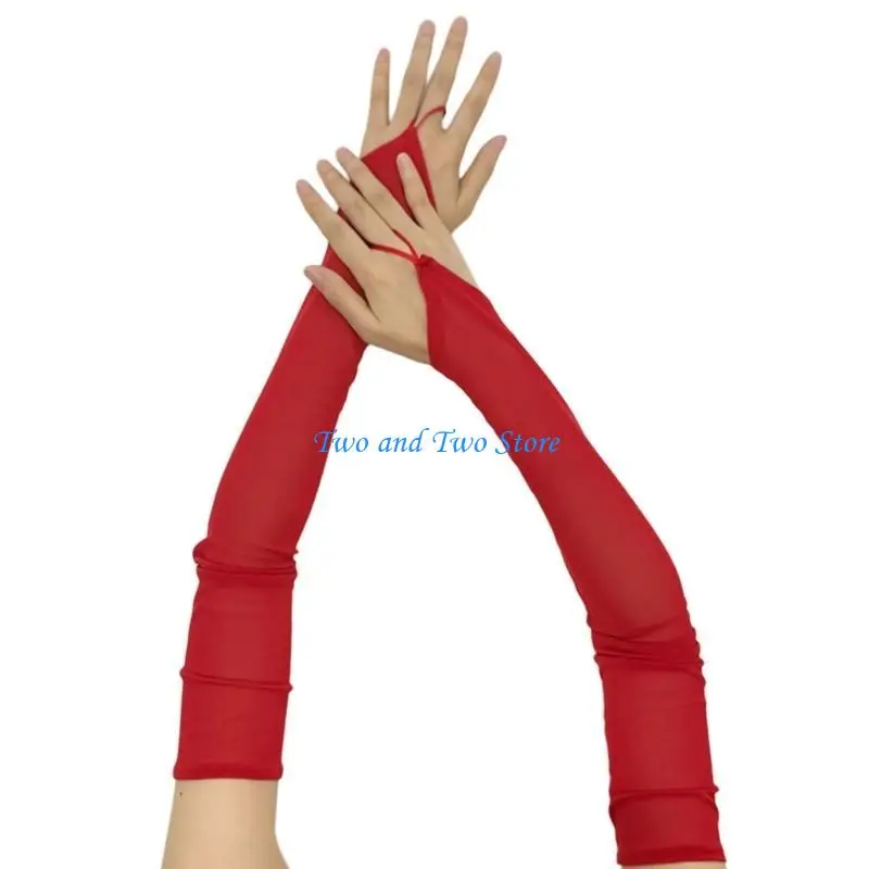 HX6F خمر قفازات شبكية طويلة بدون أصابع للنساء مساء حفلة أكمام أذرع تبريد زي الذراع ملحق لحفلات الزفاف وحفلات الشاي #4