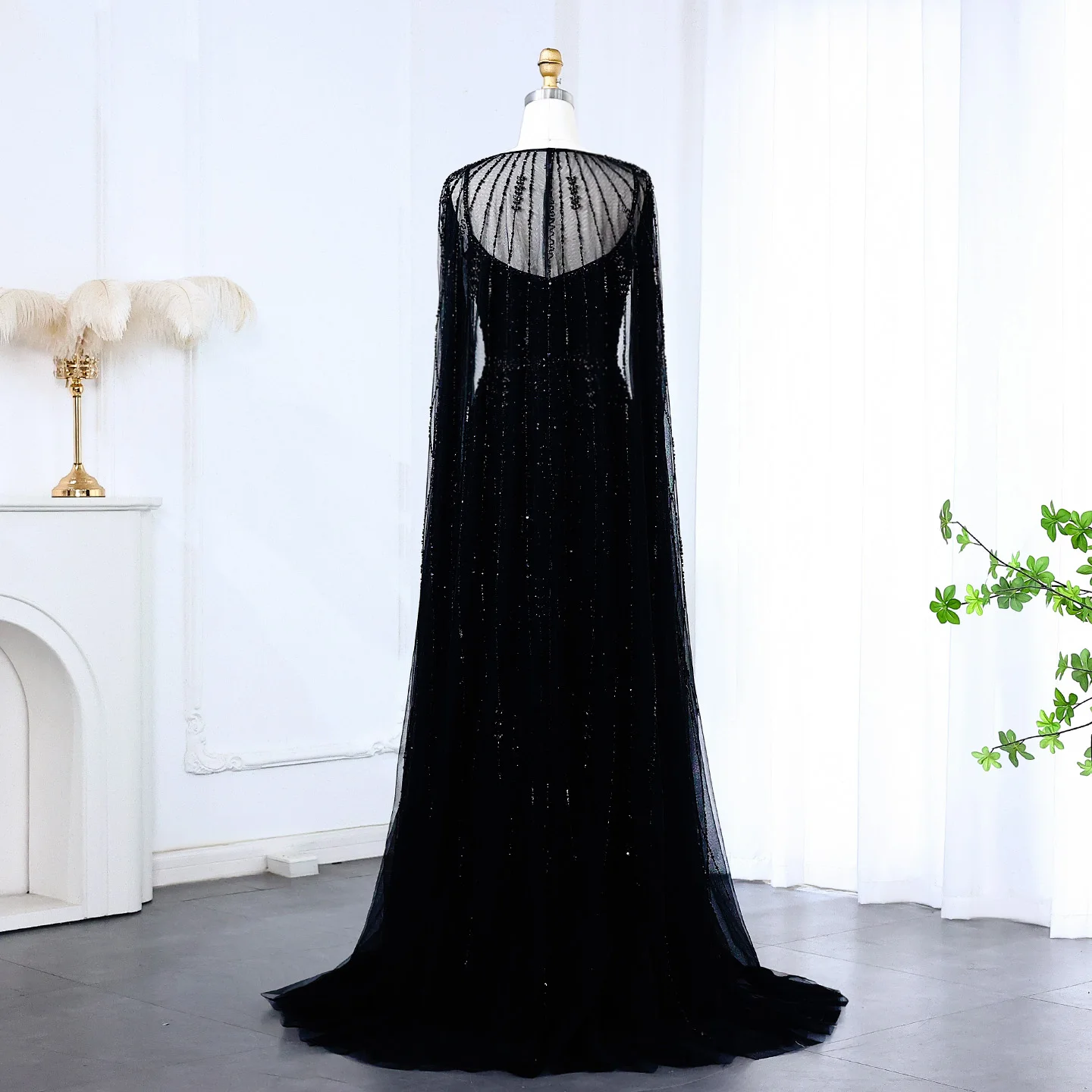 Sharon Said Luxus Champagner Meerjungfrau Abendkleid mit Cape Elegant Arabisch Schwarz Lange Frauen Formale Party Kleider SS590 Maßgeschneidert