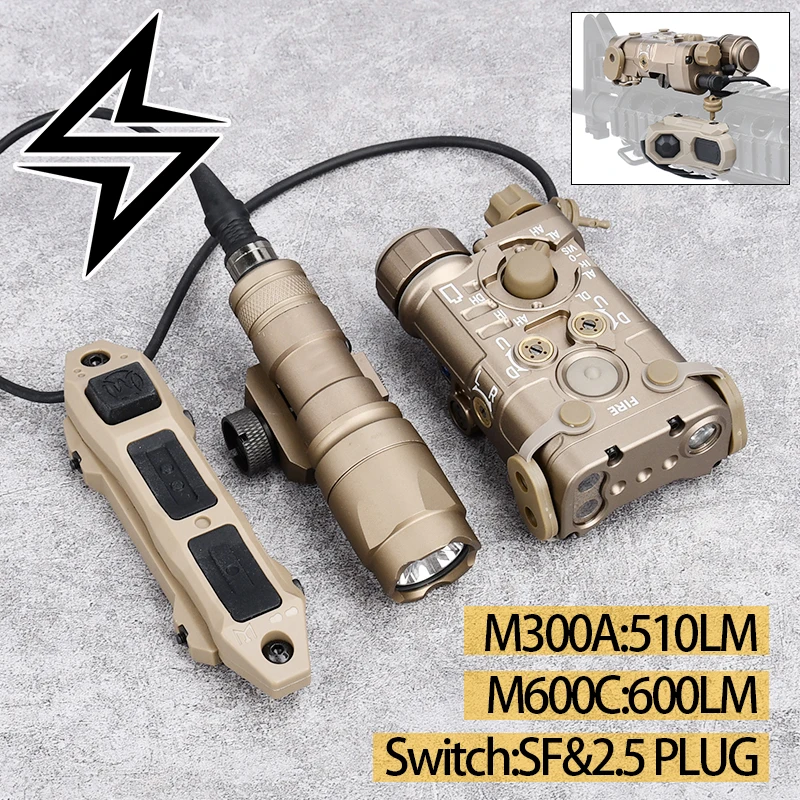 

WADSN L3 NGAL VIS Red Green IR Laser Metal LED Strobe Light M300A/M600C Tactical Flashlight Dual Pressure Remote Switch Combo