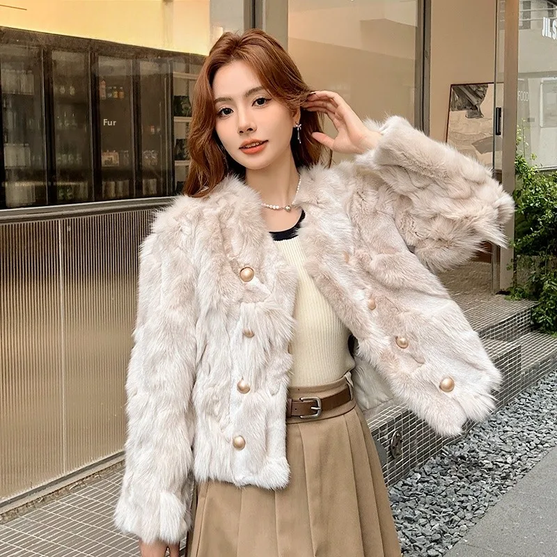 

2025 New Fur Coat ort Fem Jaet Inteated Skin And Fur Harbin True Skin Leather Warm Winter Outerwear Coat