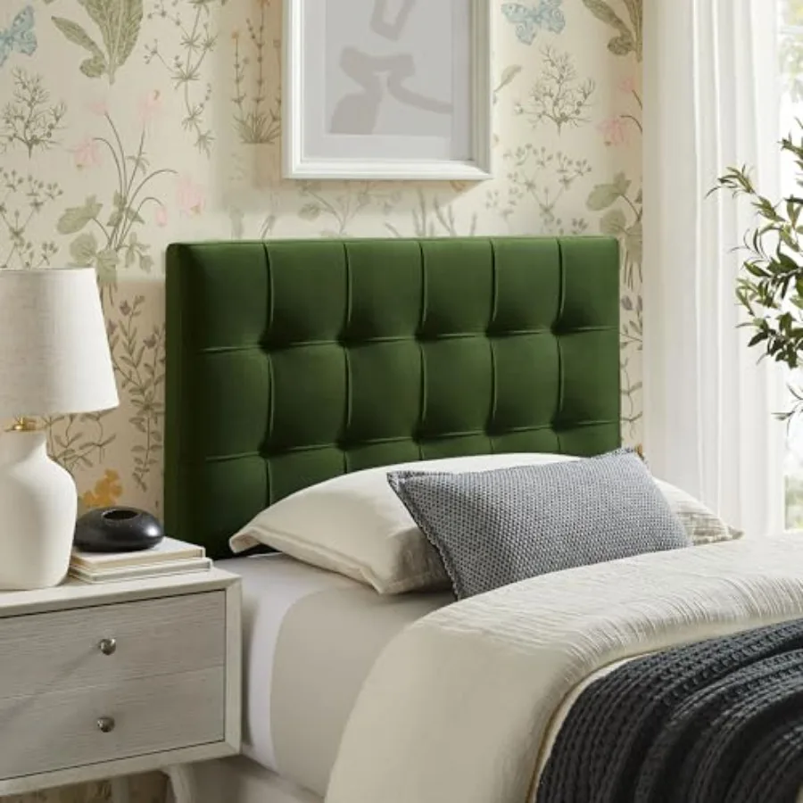 

Lily Size Stain-Resistant Performance Velvet Headboard in - Velvet Upholstery with Button Tufting and 4 Adjustable Height Posit