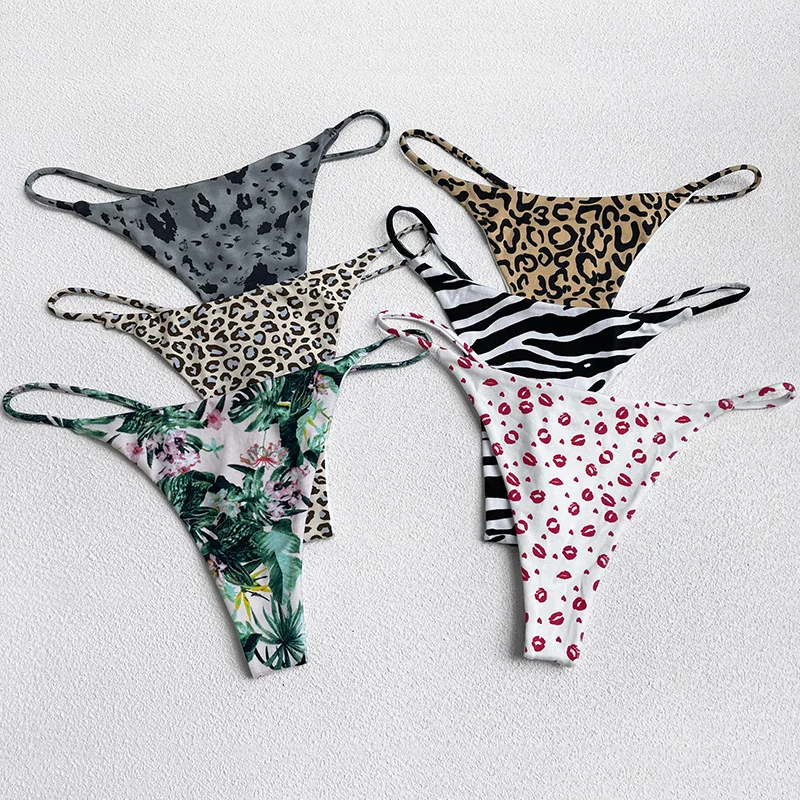 Cotton Leopard G String Flower Women Panties Sexy Briefs Thong Low Waist T-back Underwear Seamless Female Lingerie Size S-XXL