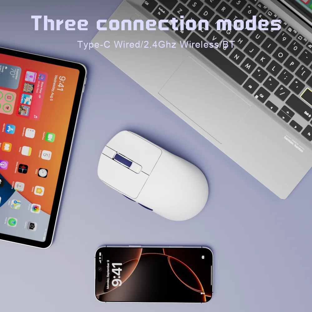 RK ROYAL KLUDGE M30 Tri-mode Wireless Mouse 41G Lightweight PAW3311 12000DPI 250mAh Bluetooth Gaming Computer Mouse RK Software