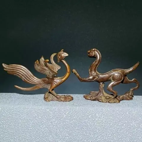 

Solid Old Bronze Four Symbols, Four Spirits Spirits, Divine Kings, White Tiger, Vermilion Bird Belief Divine Magic Treasures