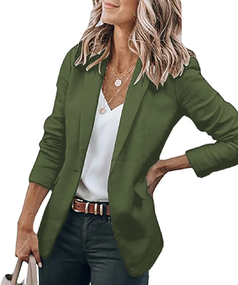 2023 Autumn New Temperament Jacket Women's Long-sleeved Solid Color Suit Collar Single-breasted Suit Blazer Women