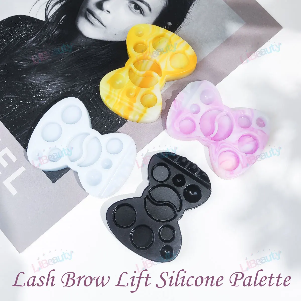 Libeauty 1Pc Bow Shape 10 Function Tray For Brow Lamination Pallet For lash Lifting Brow Lamination Lash Extension Makeup Tool