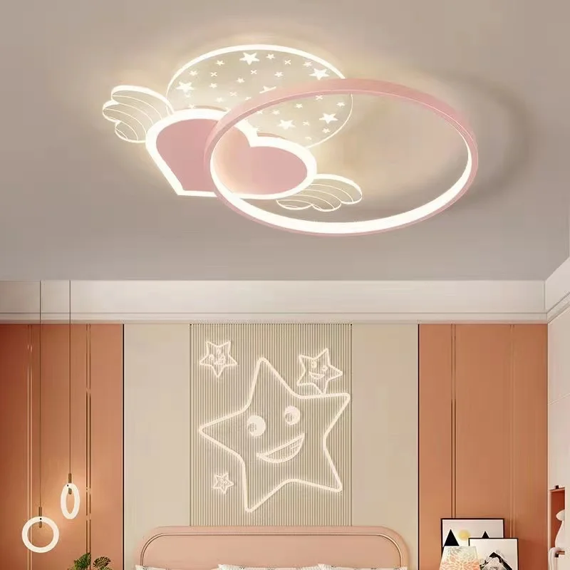 Pink Room Decor Cute Ceiling Chandelier For Kids Room Girls Baby Bedroom Heart Shape Ceiling Lights Princess Chandelier Lighting