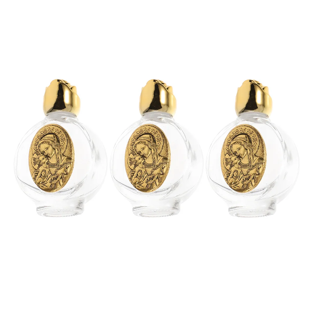 

3Pcs Glass Holy Water Bottle Sturdy Secure Cover No Leakage Baptism Decorations Small Size Delicate Present Holy Water Bottles