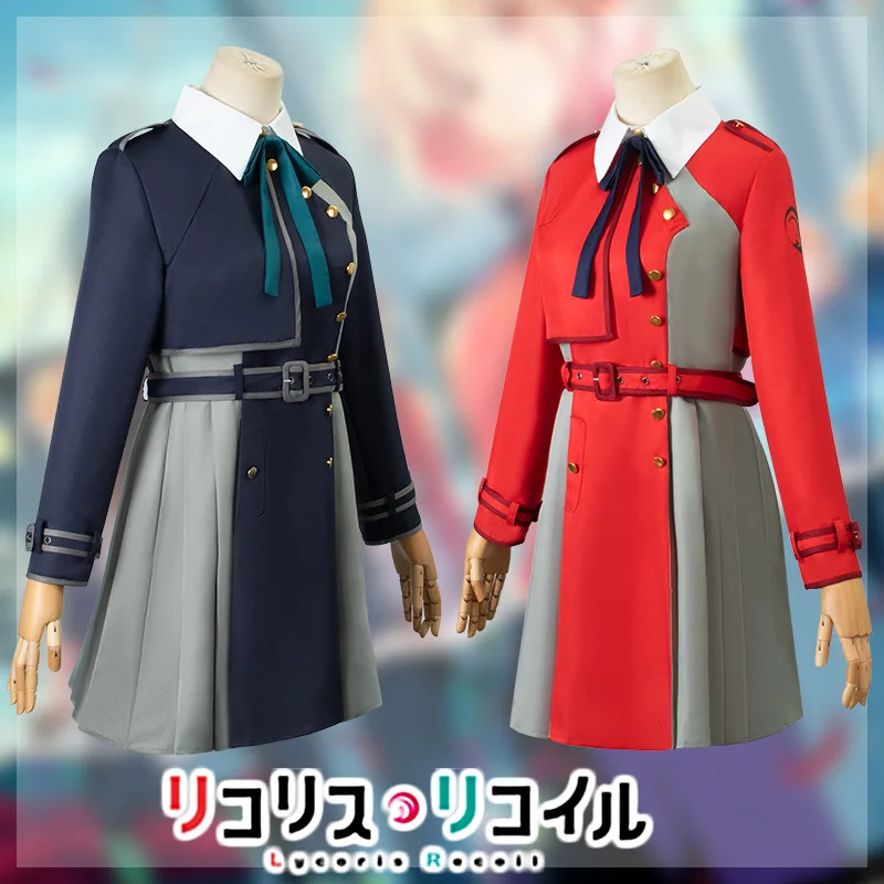 Lycoris Terugslag Nishikigi Chisato Inoue Takina Cosplay Kostuum Jurk Uniform Pruik Full Set Halloween Party Carnaval Pak Voor Meisjes