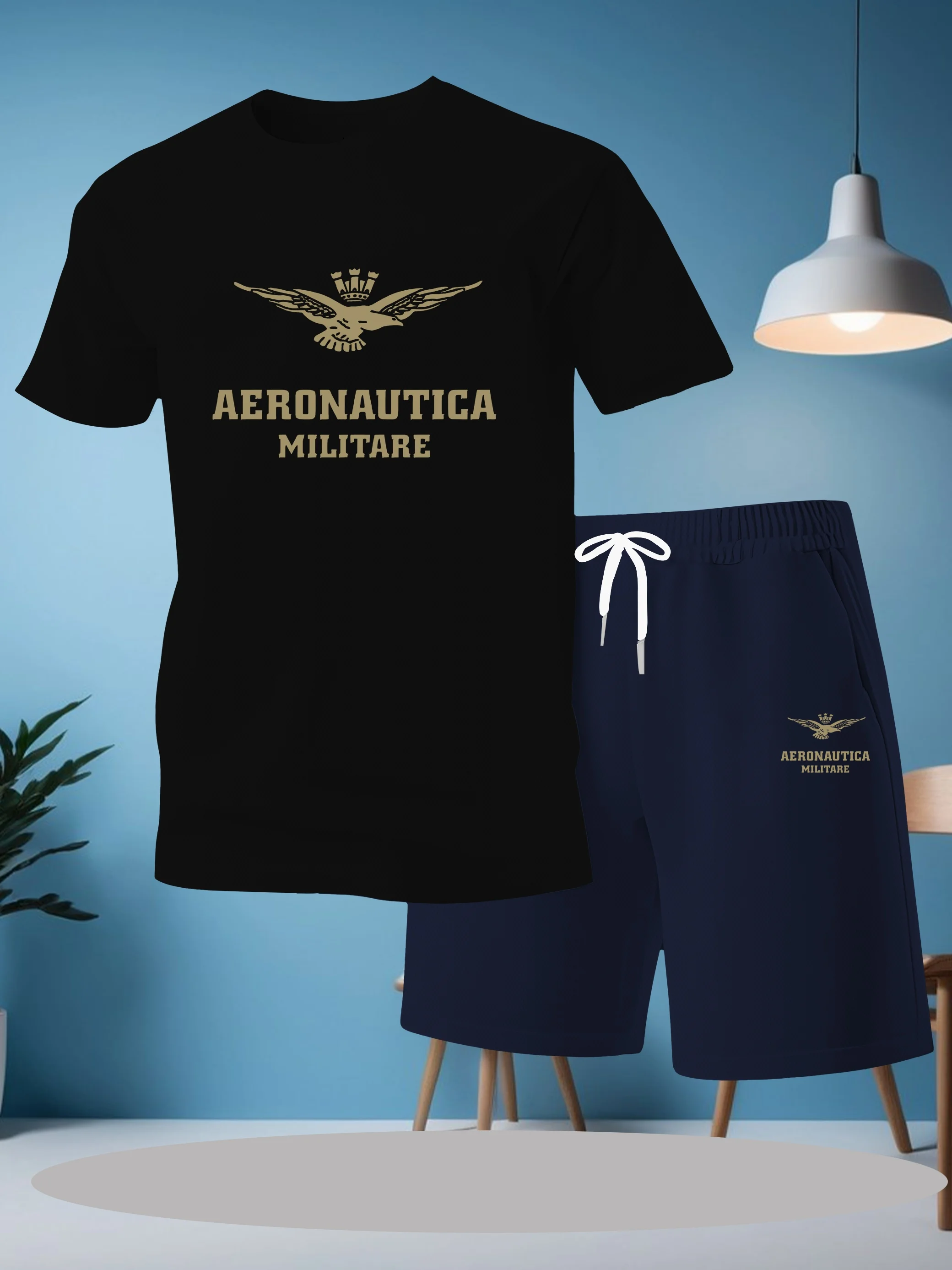 Новый мужской костюм на лето 2025 года с принтом, создания повседневного, спортивного, удобного и мягкого полиэстера.