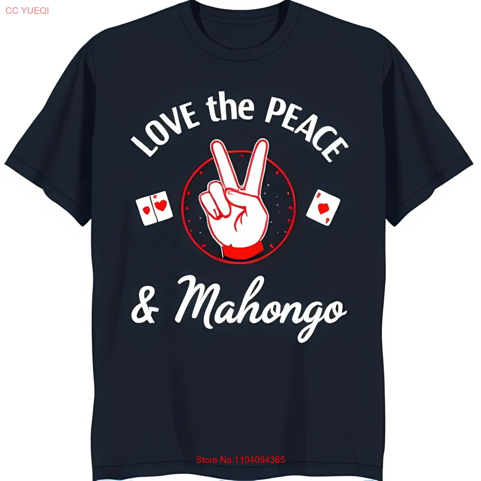 

Stylish Black T-Shirt with White Peace Sign Graphic & Cursive 'Lo