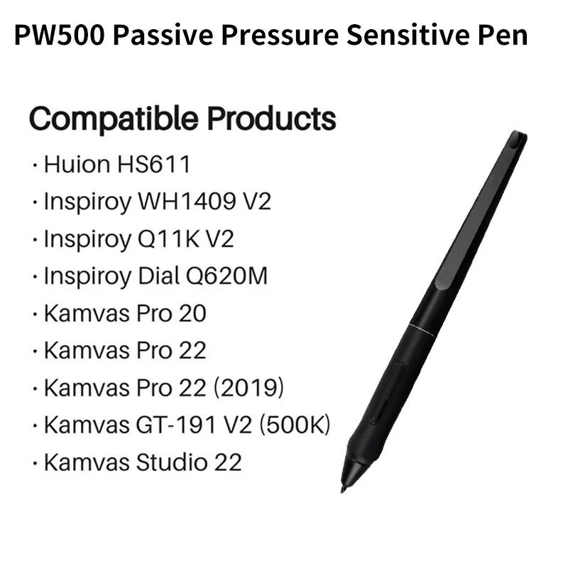 HUION PW500 Battery-Free Stylus for Huion KAMVAS GT-191V2(500K) / KAMVAS PRO 20/PRO 22 and Inspiroy Q11KV2 / WH1409V2 Tablet