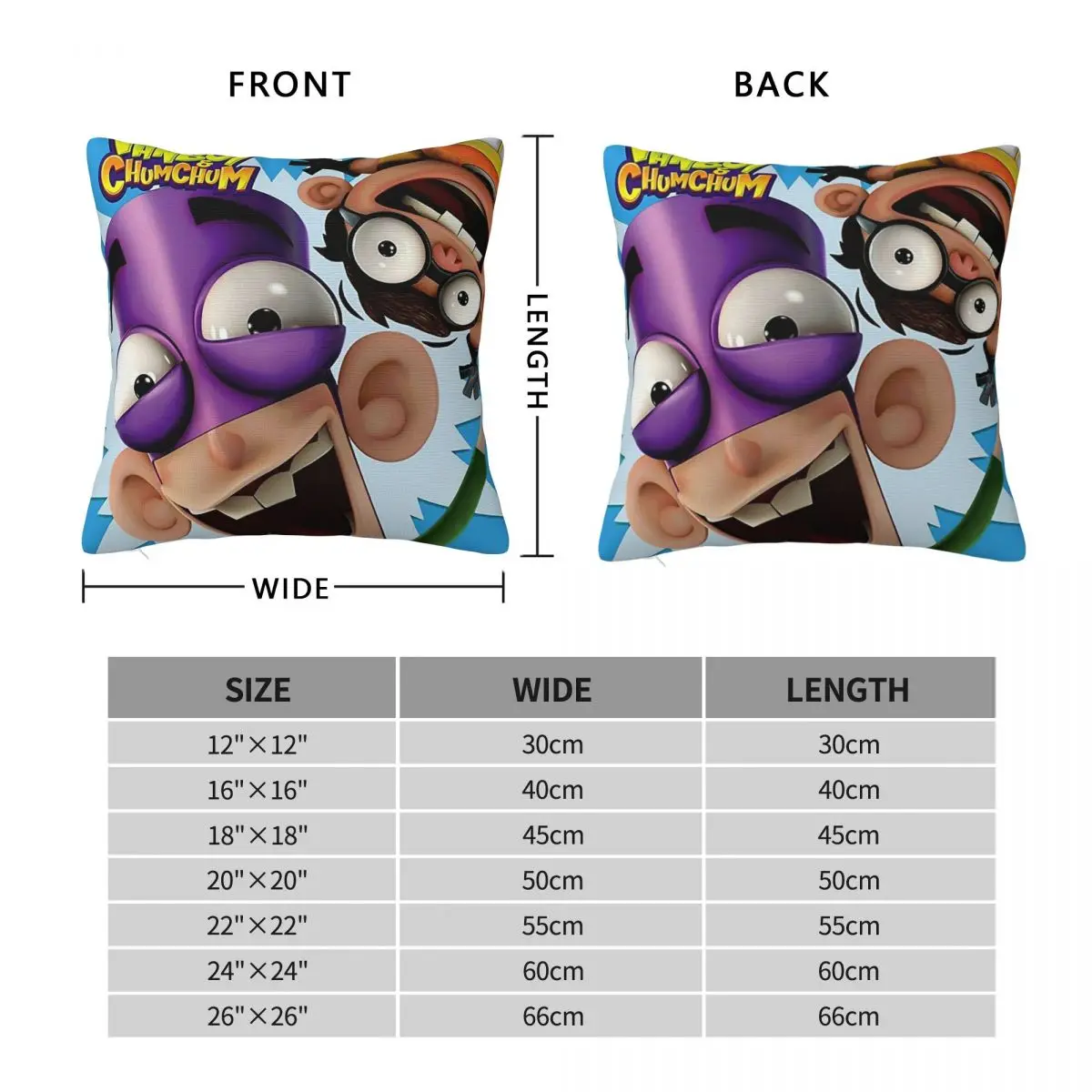 Fanboy & Chum Chum Square Pillowcase Polyester Linen Velvet Pattern Zip Decor Pillow Case Car Cushion Cover 45x45