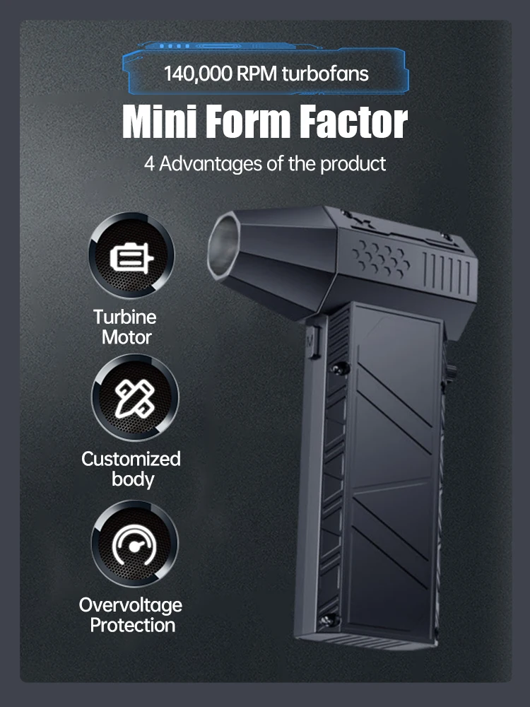 Imagem -04 - Mini Turbo Jet Fan 53m s Ventilador Turbo Portátil 140000 Rpm Jet Turbo Blower Motor sem Escova Ferramenta de Limpeza de Ventilador de Duto Portátil tipo c x6