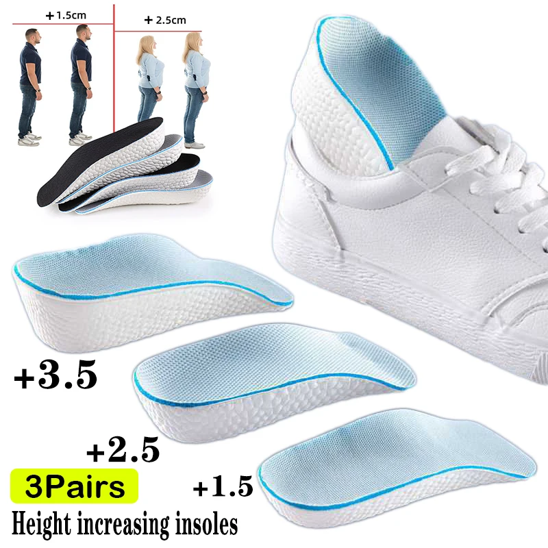 

Height Increase Insoles for Men Women EVA Shoe Pads Feet Arch Support Orthopedic Half Insoles Sneaker Heel Lift Care Insole 6Pcs