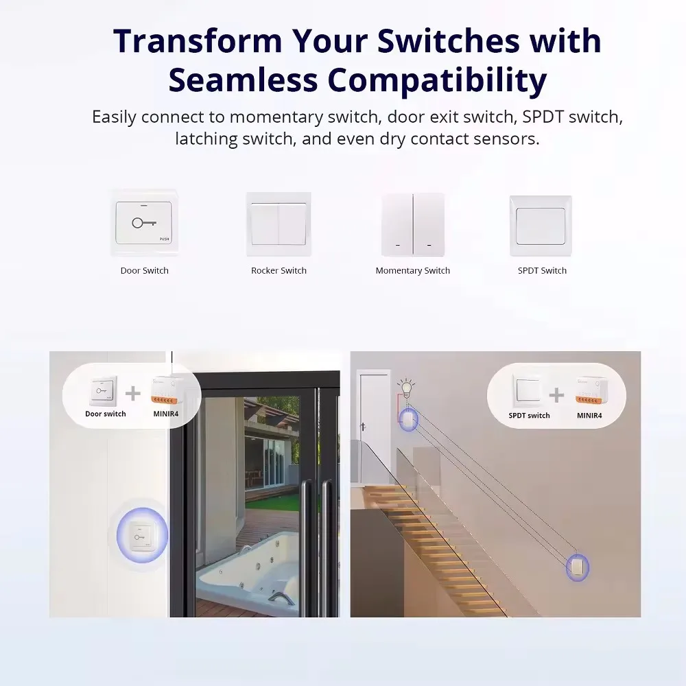 SONOFF Mini R4 Wifi Switch Module Smart Switch Two-Way Control Smart Home Works With Alexa Google Home Yandex Alice Smartthi