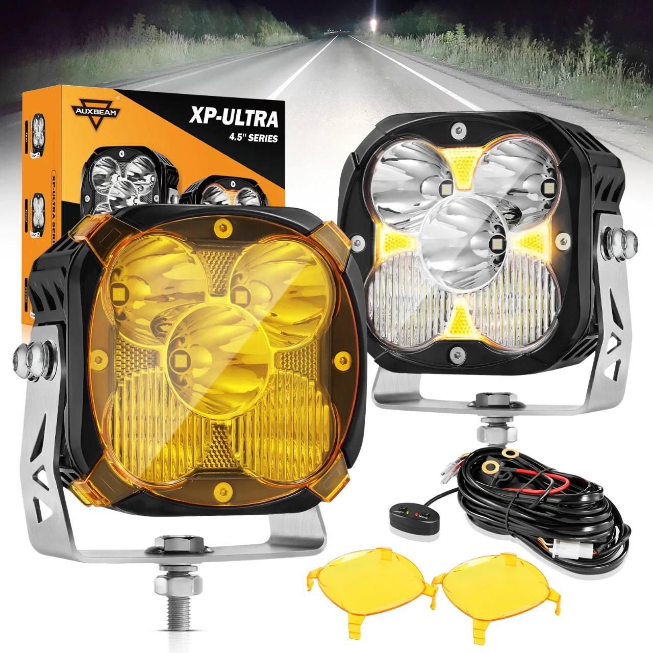 

AUXBEAM 4.5 inch OFF ROAD Driving Work Lights with Amber DRL Plug & Play LED Pod Light Spot / Flood / Combo XP-ULTRA SERIES