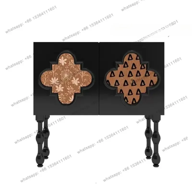 

Wi American medieval painted cabinet, storage cabinet, household living room against the wall, retro solid wood storage cabinet