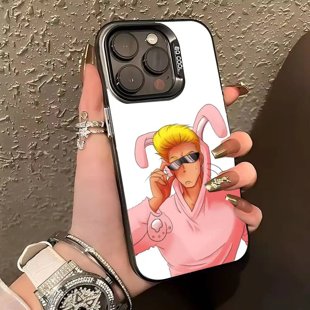 J-Johnny B-Bravo anime  Phone Case For iPhone 17,16,15,14,13,12,11 Plus,Pro Max,XS,Colored silver phone case