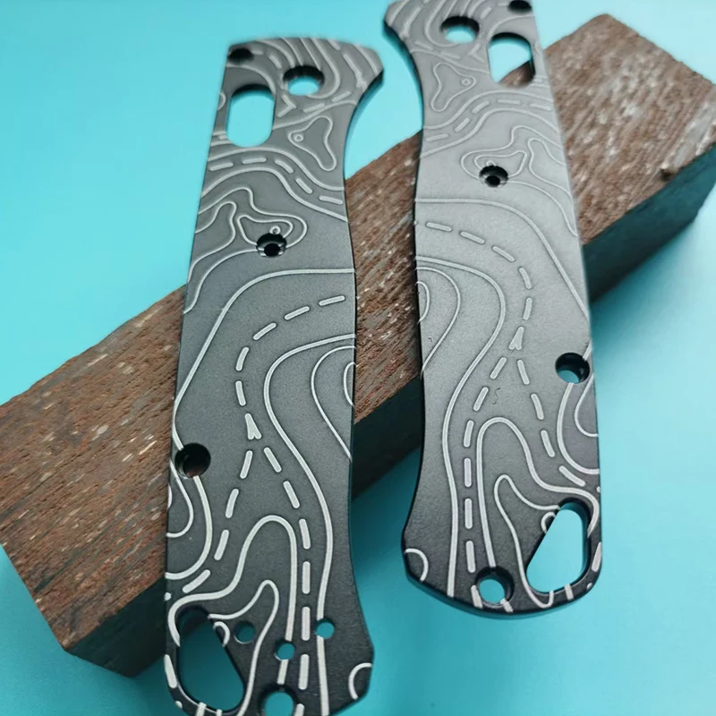 

1 Pair CNC Aluminum Oxidation Contour Line Knife Handle Patches Scales for Benchmade Bugout 535 Knives Grip Part