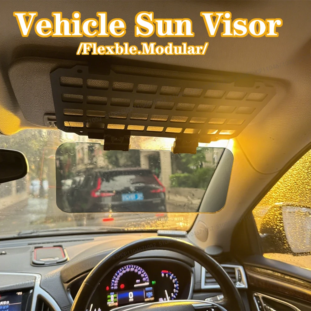 

Car Sun Visor Molle Panel High-Strength ABS UV-Resistant Sunshade Tactical Storage For Jeep Wrangler Ford F-150 Off-Road