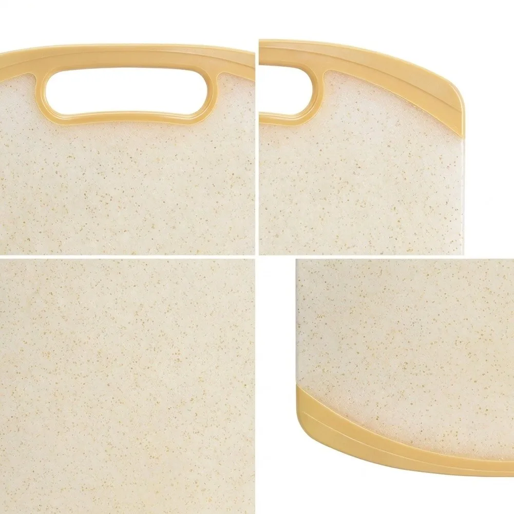 29.5x23cm Yellow Plastic Cutting Board Reversible for Fruits Vegetables and Raw Meat Prep Built in Hanging Hole for Space Saving