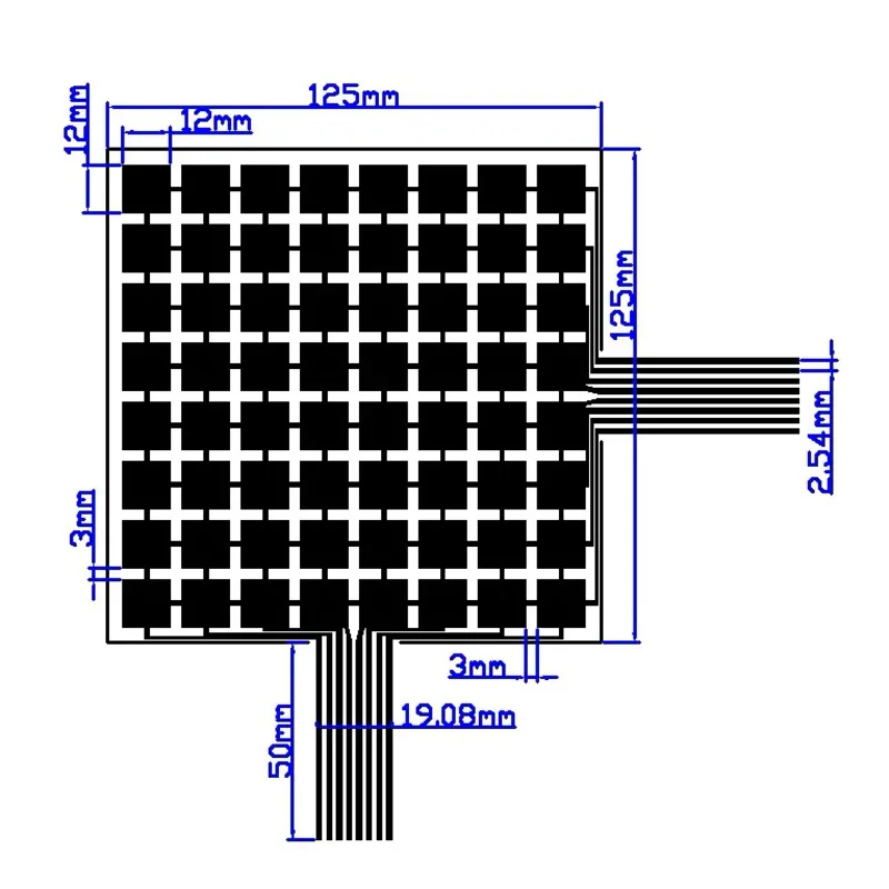 M0808M Flexible Film Pressure Sensor Plantar Pressure Sensor Distributed Array Type Large Area