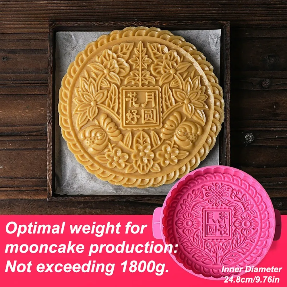 

Easy Demolding Large Moon Cake Mold Household Baking Hand-pressed 3D Mooncake Mold Cantonese Style Embossed DIY Pastry Cake Mold