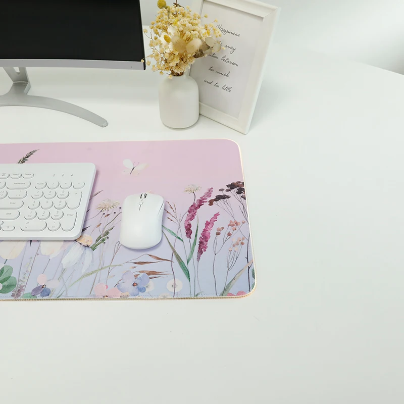 Flower Wireless Mouse Phone Charging Mouse Pad Large Pink Home Office Computer Desktop Keyboard Pad 80x30cm Comfort Mousemat