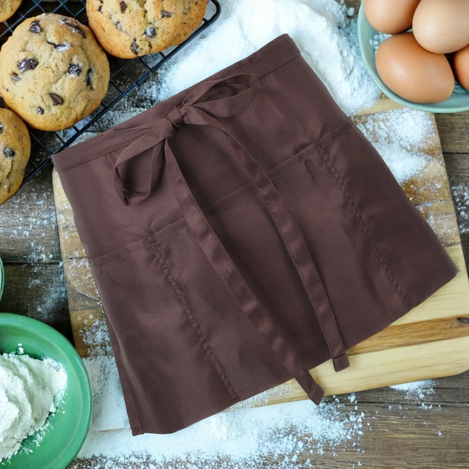

4Pcs Waist Apron Kitchen Short Unisex Adjustable Pocket Cooking Chef Waitress Server Cafe Restaurant Cooking Apron