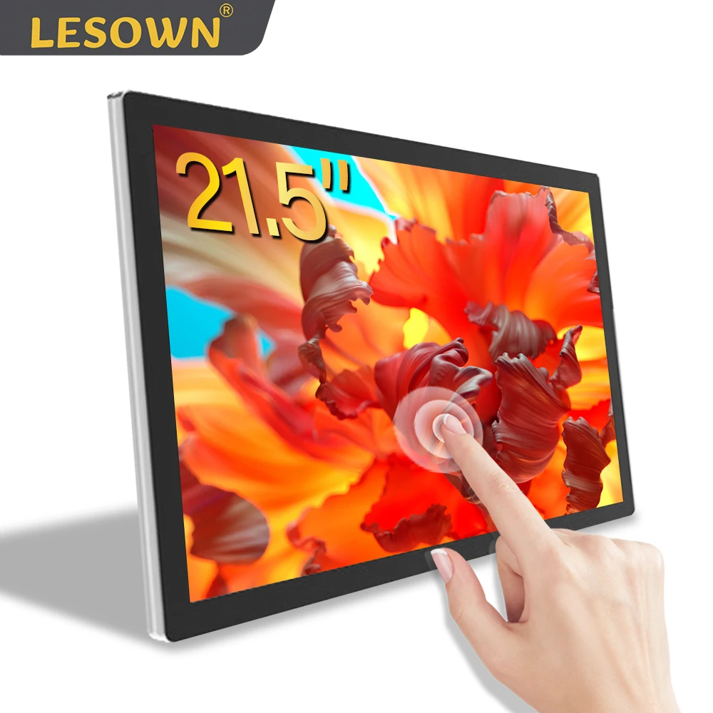 

Промышленный сенсорный экран LESOWN 21,5 дюйма FHD 1080P, совместимый с HDMI VGA USB, ультраширокий дисплей для торговых автоматов