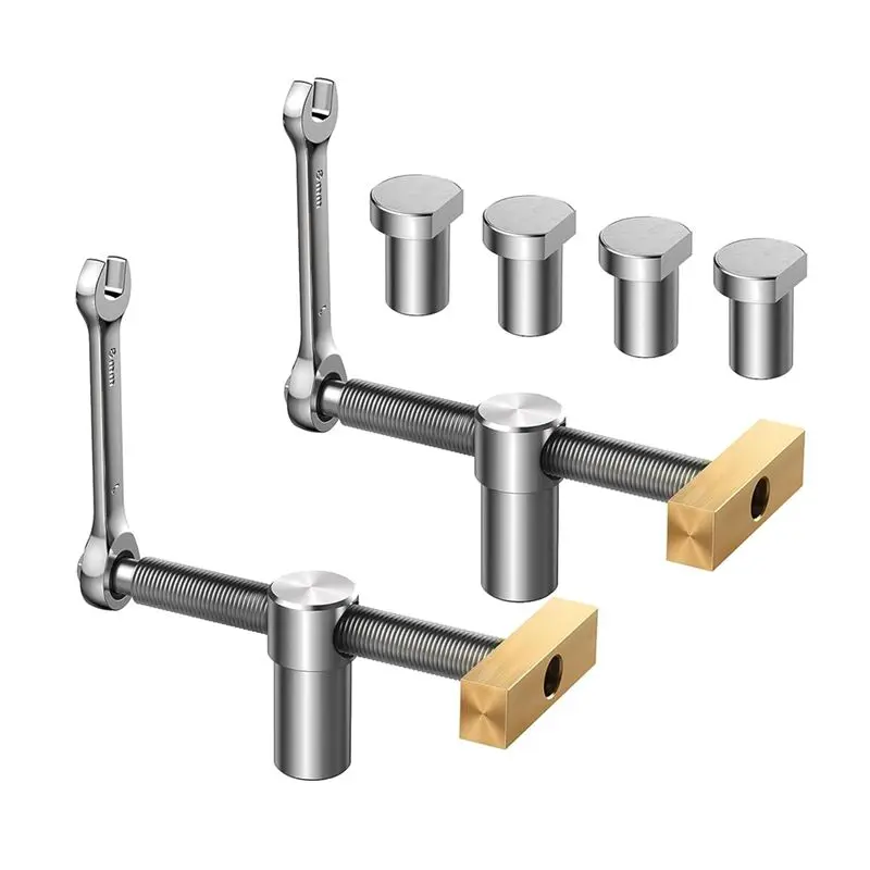 ABJS 2Pack Bench Dog Clamp, 3/4Inch Dog Hole Clamp with 4 Pack Bench Dog Stainless Steel Brass Woodworking Tools 19mm