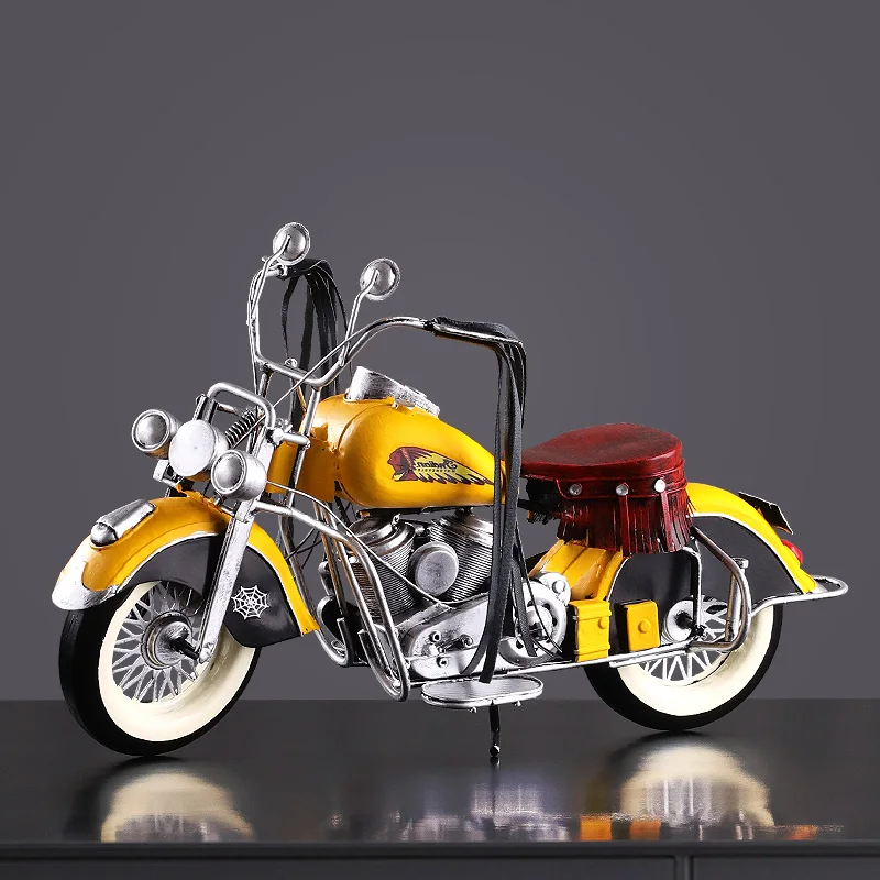 Retro nostalgic  motorcycle living room TV cabinet wine cabinet simulation wrought iron car model home decoration ornament