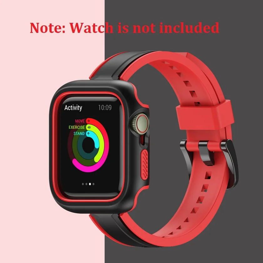 2 in 1 Small Waist Silicone Sttrap + Watch Case for Apple Watch Series 7/6/5/4/3/2/1/SE (41MM 45MM 44MM 40MM) apple watch band