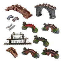 Rustic Bridge Aquarium Ornament Replica Fish Tank Decoration Rockery Hanging Drawbridge Bonsai House Garden Micro Landscape Gift
