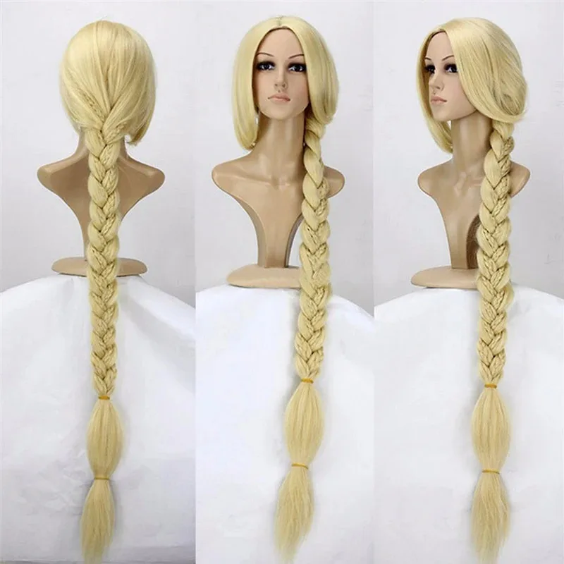 

Tangled Princess 120cm 47" Straight Blonde Super Long Cosplay Wig Rapunzel Synthetic Hair Anime Wig + Wig Cap