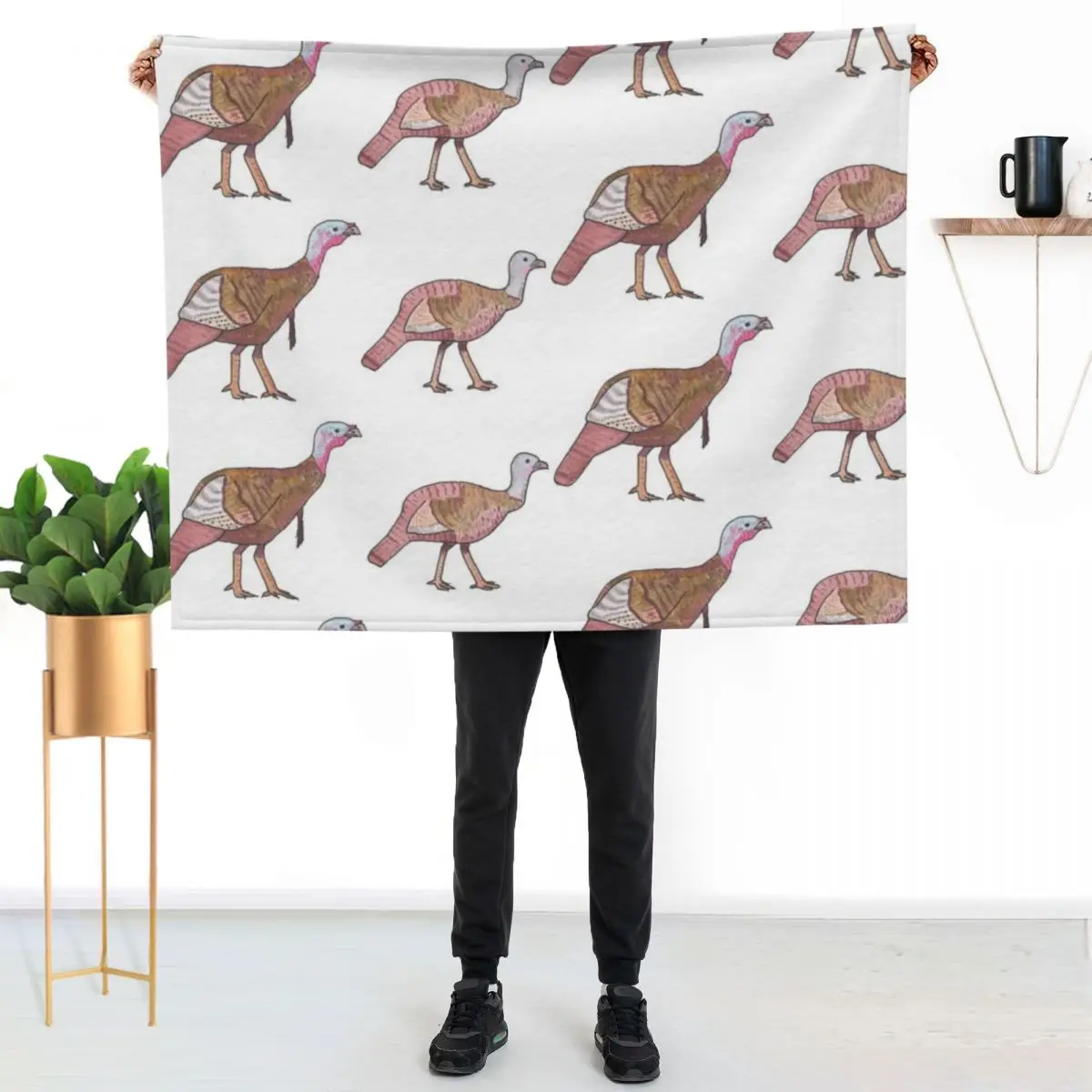 

Wild Turkey bird species watercolor bird art Throw Blanket Color Fast Cozy Throw Blanket