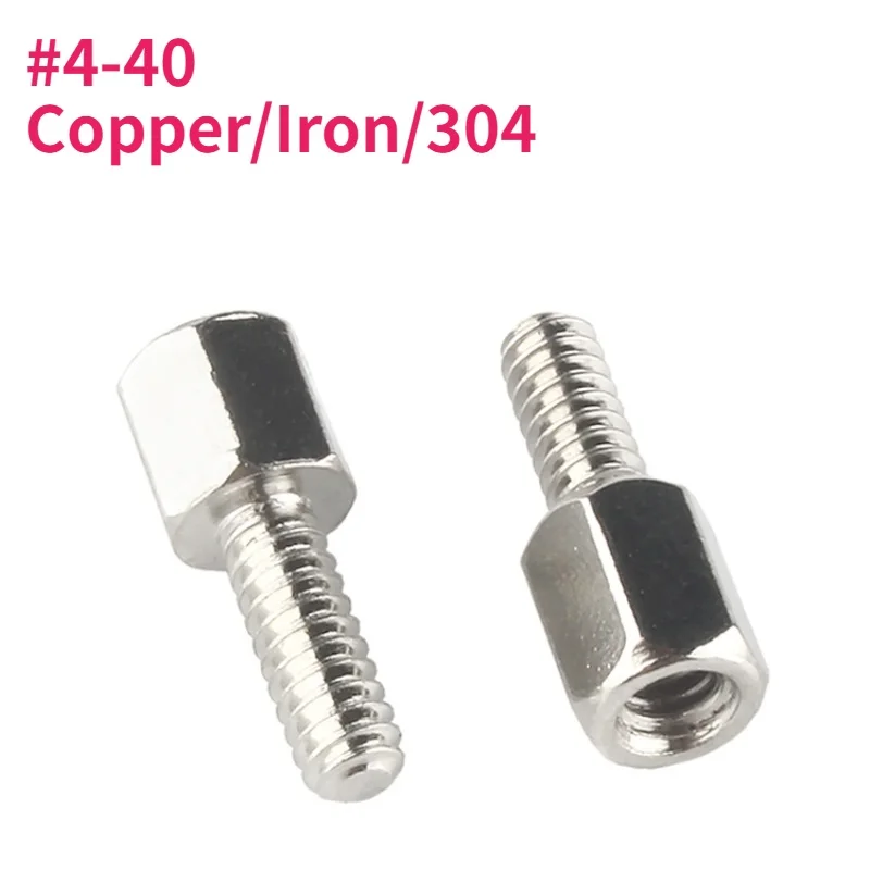 #4-40*5/6+L Copper/Iron Nickel Plated / 304 Stainless Steel Hex Standoff Male-Female Spacer Jackscrew for PCB Board Motherboard