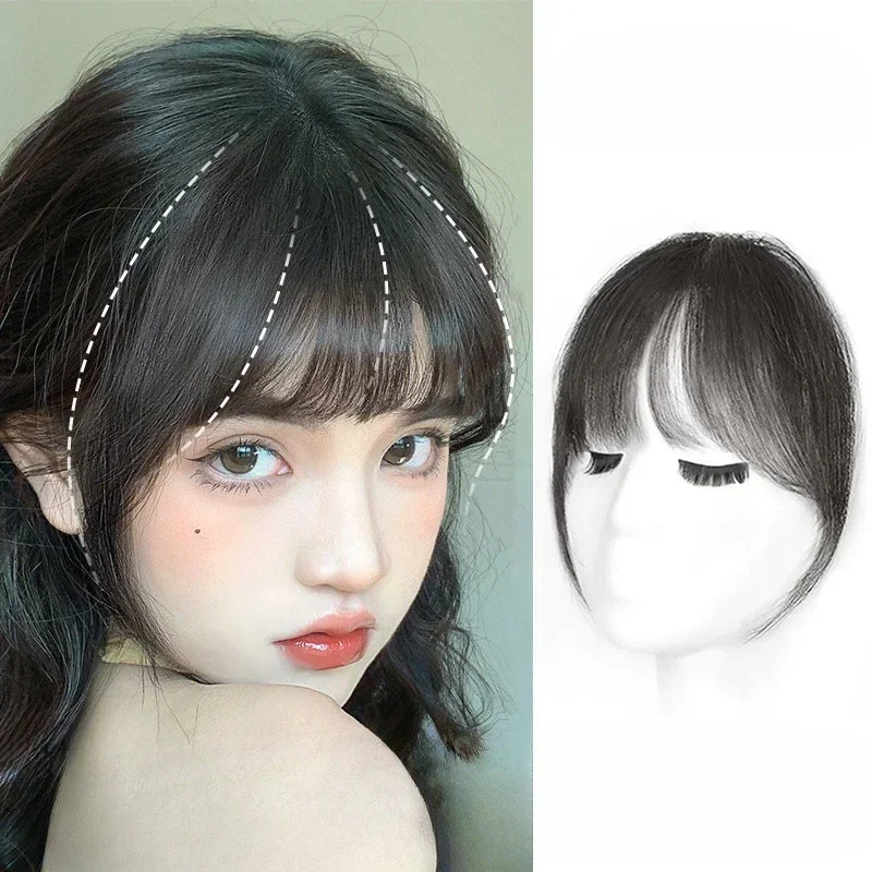 2pcs Mini Fake Air Bangs Hair Clip Hair Extension Hair Styling Tools Fake Fringe Natural False Hairpiece Women Girl Clip in Bang