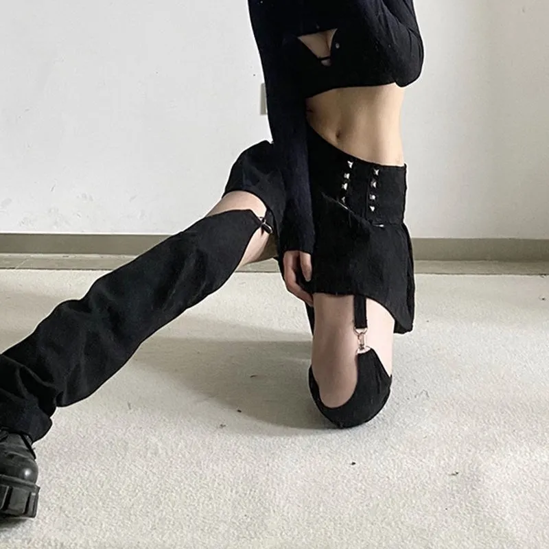 Goth overalls mini skirt y2k detachable loose mini skirt summer vintage street women\'s skirt korean style casual dress punk 2022