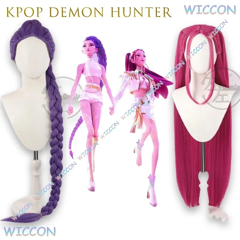 

Kpop Mira Zoey Rumi Demon Hunter Cosplay Wig Pink Blue Ombre Synthetic Hair With Scalp Top For Anime Witch Group Costume