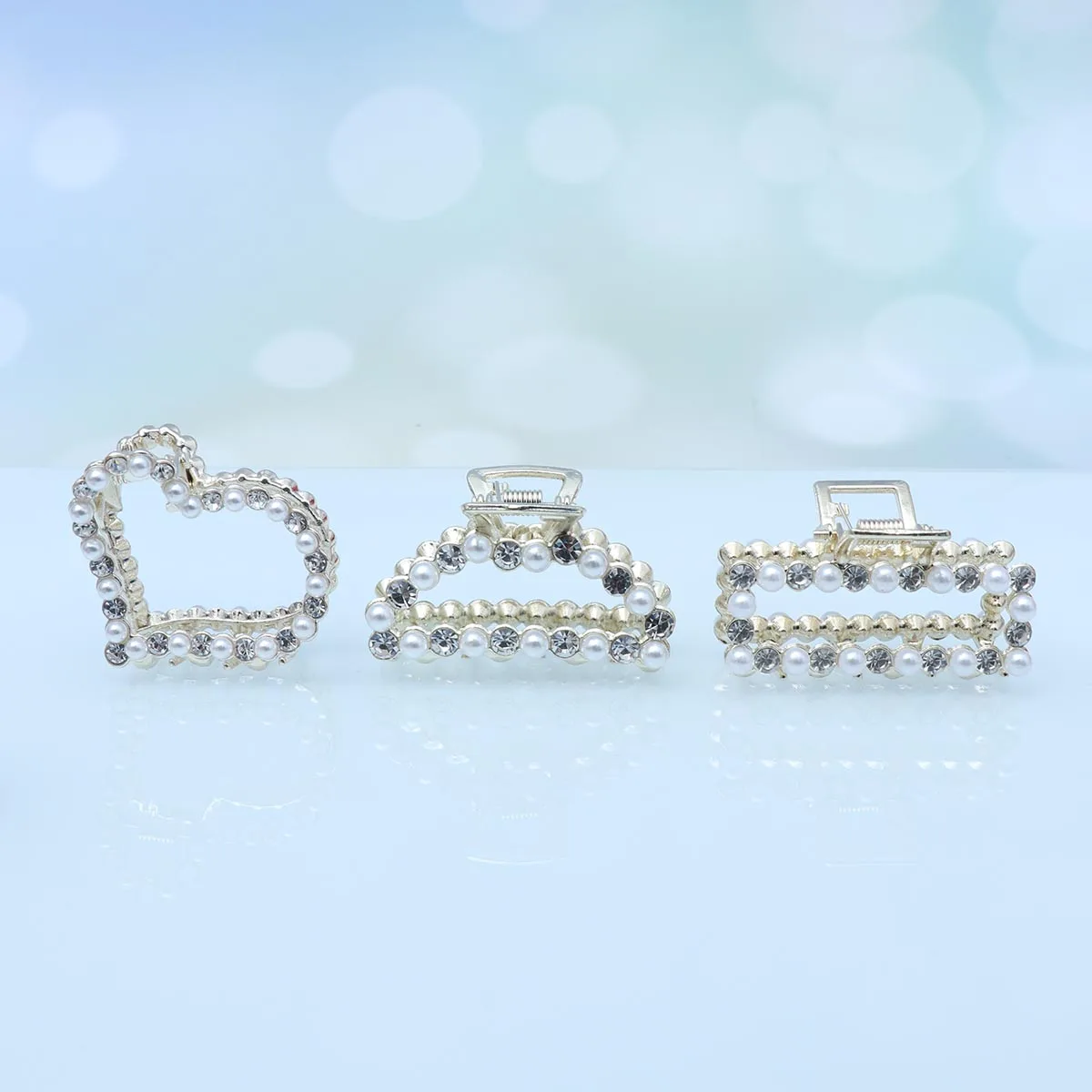 

3Pcs Hair Clips Pearl Decorated Durable Alloy Brides Hair Pins Fashion Claw Bobby Pins Elegant Wedding Accessories