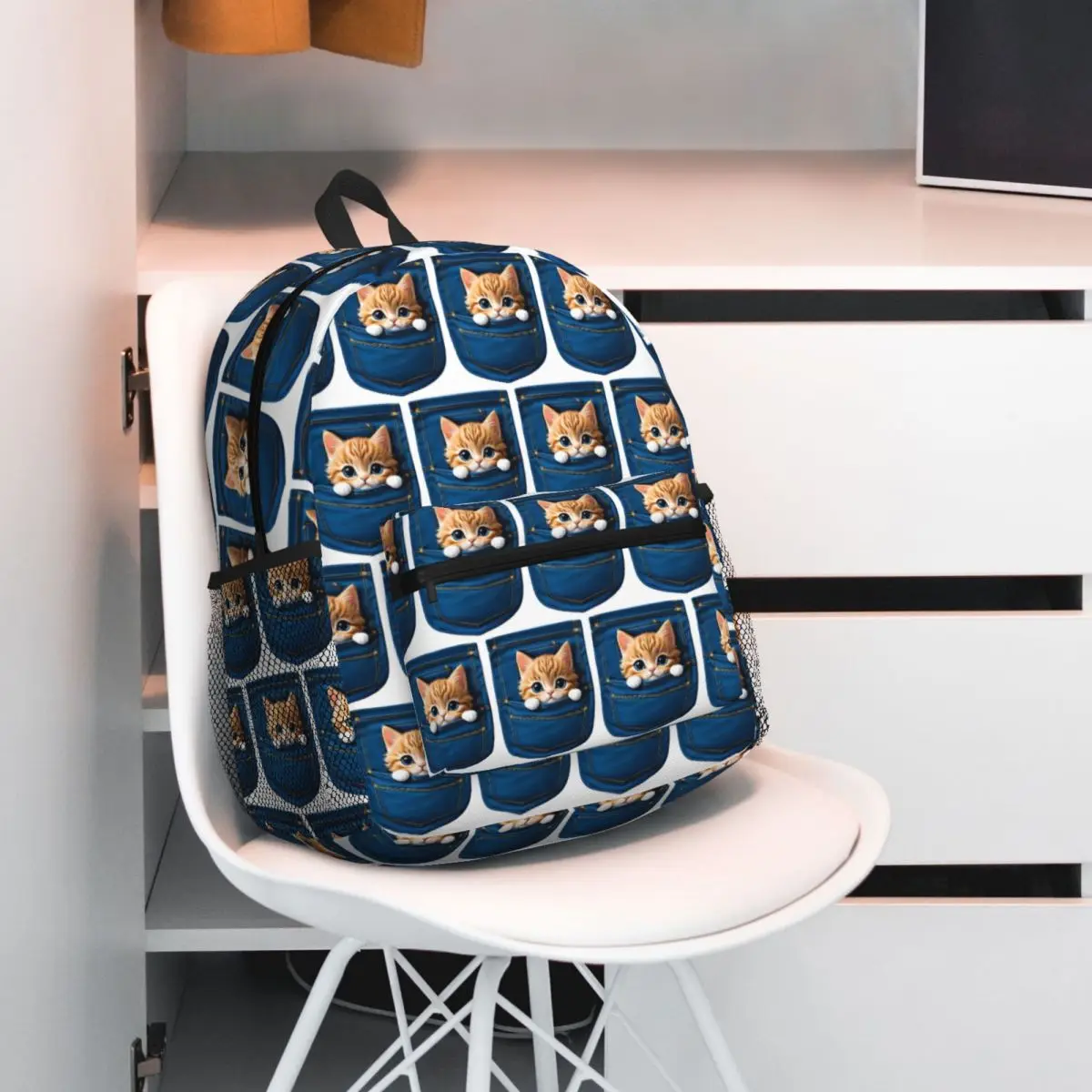 

Adorable Kitten In My Jeans Pocket For Cats Lovers Backpack Student BookBag Children School Bag Shoulder Bags for Men Women