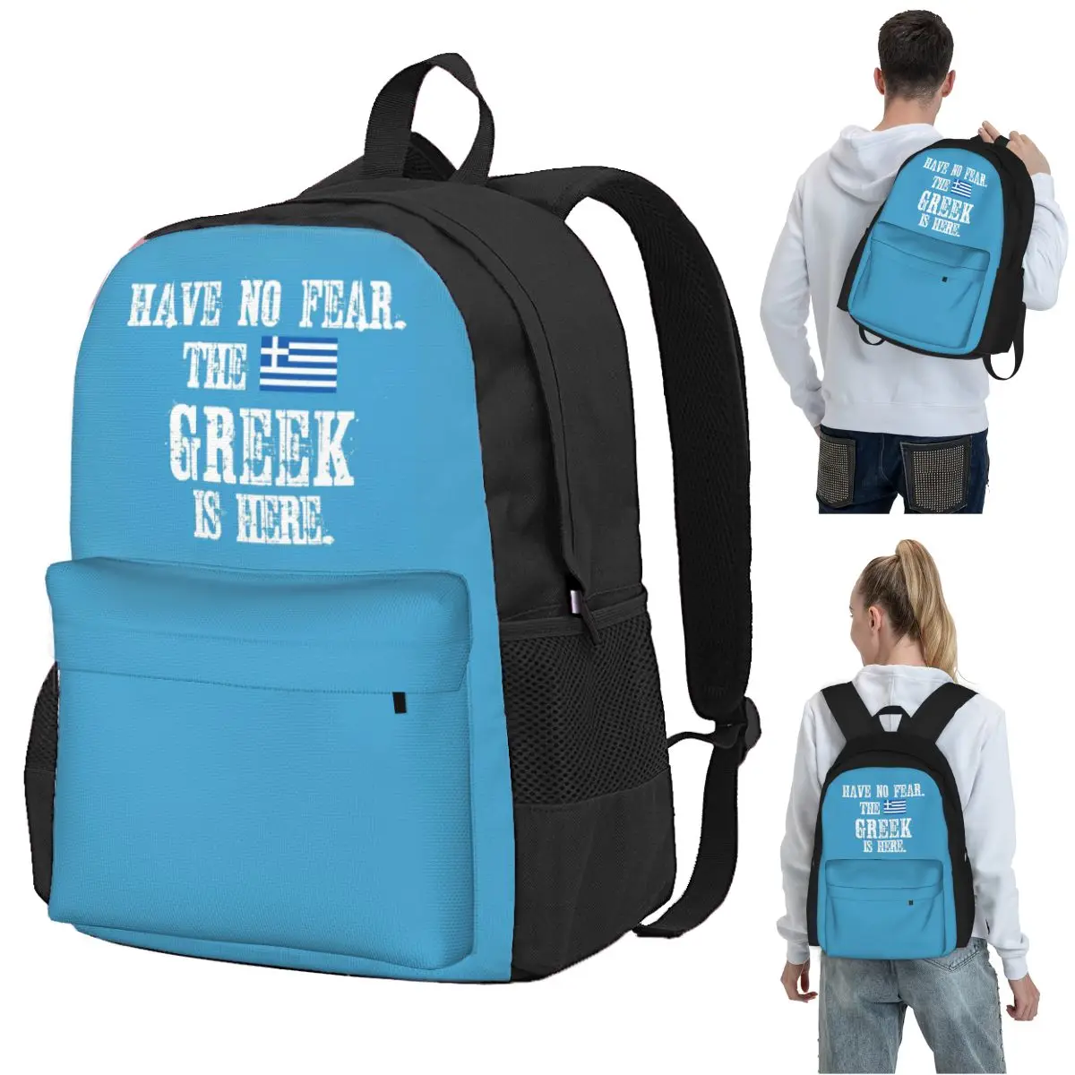 

Flag Of Greece Backpack Student BookBag Kids School Bag Computer Shoulder Bags for Boys Girls