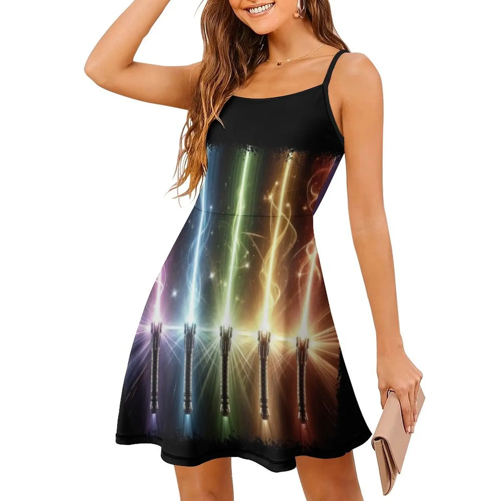 قوس قزح ليتسبر. الفضاء غالاكسي الخيال العلمي. فستان بوهو أنيق للمثليين، فستان أنيق لحفلات الزفاف على الشاطئ، قوس قزح #3