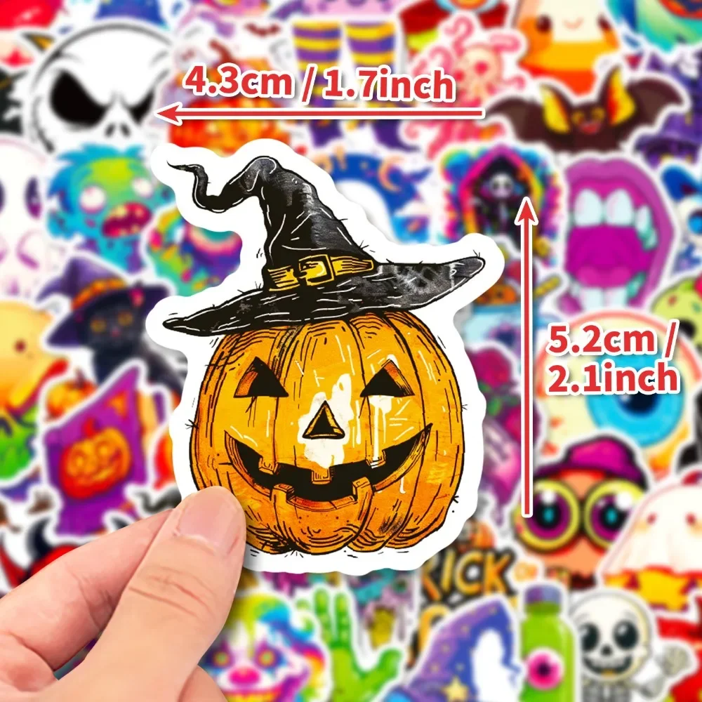 50pcs stiker Halloween, hantu kematian, lentera labu, stiker Graffiti kartun laptop DIY botol air ponsel, mainan anak