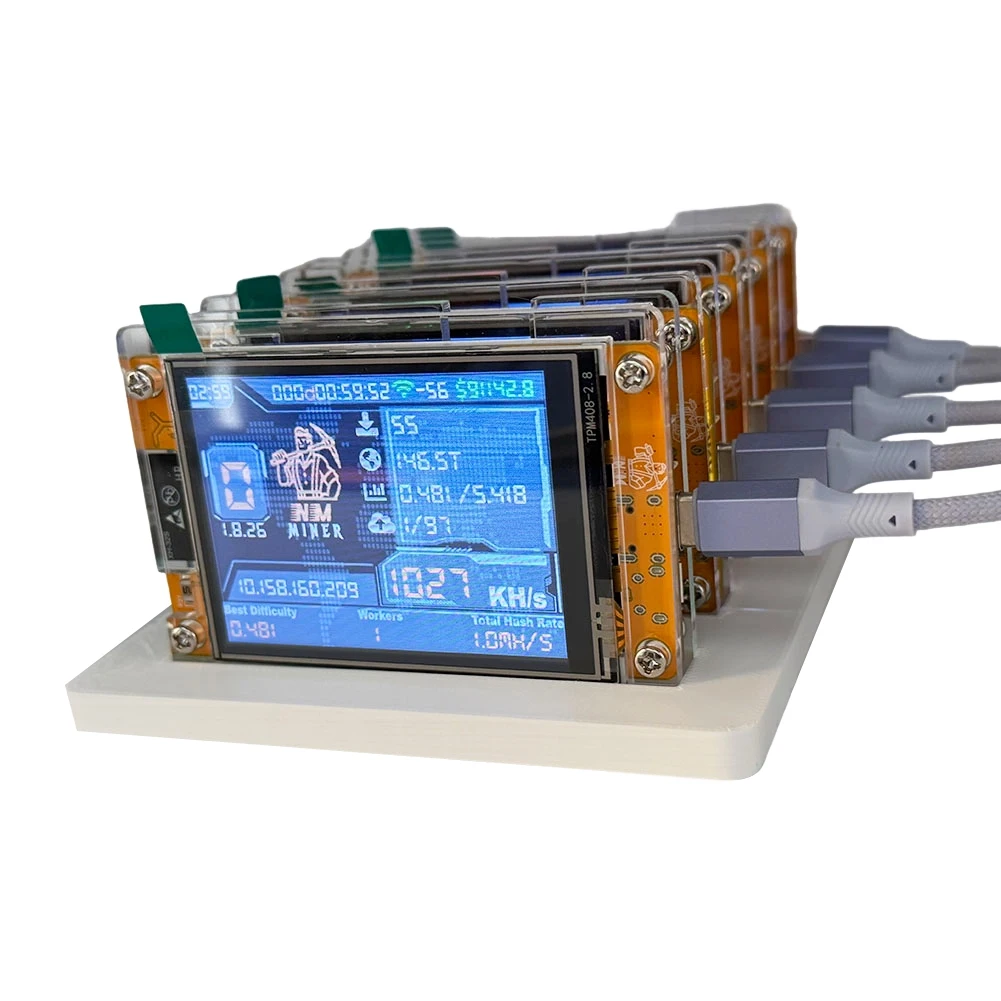 5X 1030KH/S +5 Slots Base Upgraded Harshrate Bitcoin Crypto Solo Miner 2.8 Inch Smart Display Home BTC