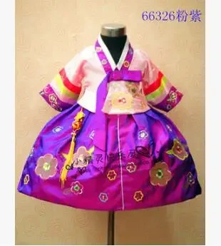 Hanbok Girl Spring Korean Embroidered Dress Princess Send Headdband Children Baby Party